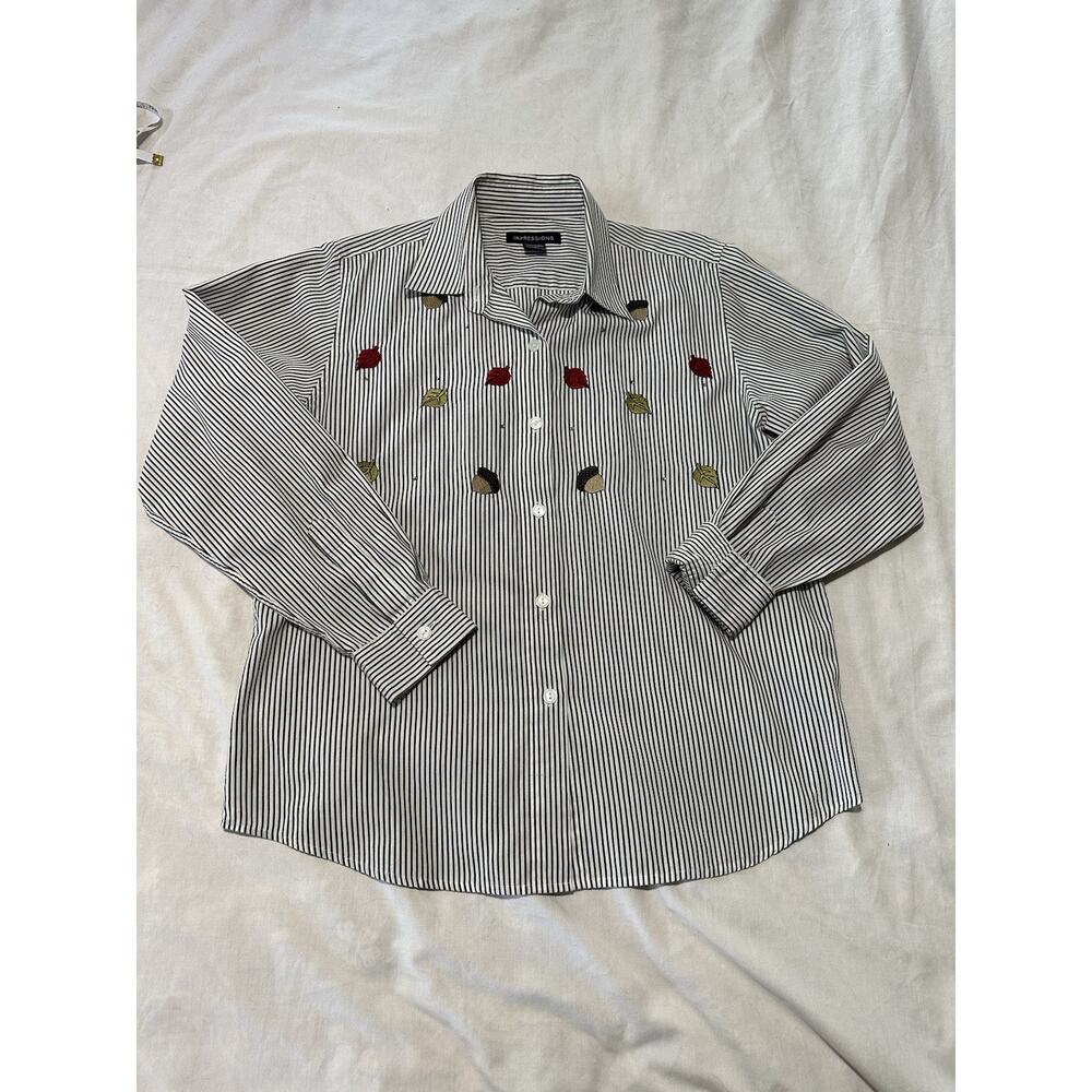 Impressions Fall Embroidered Button Down Shirt | Size 12 | Acorn Leaf